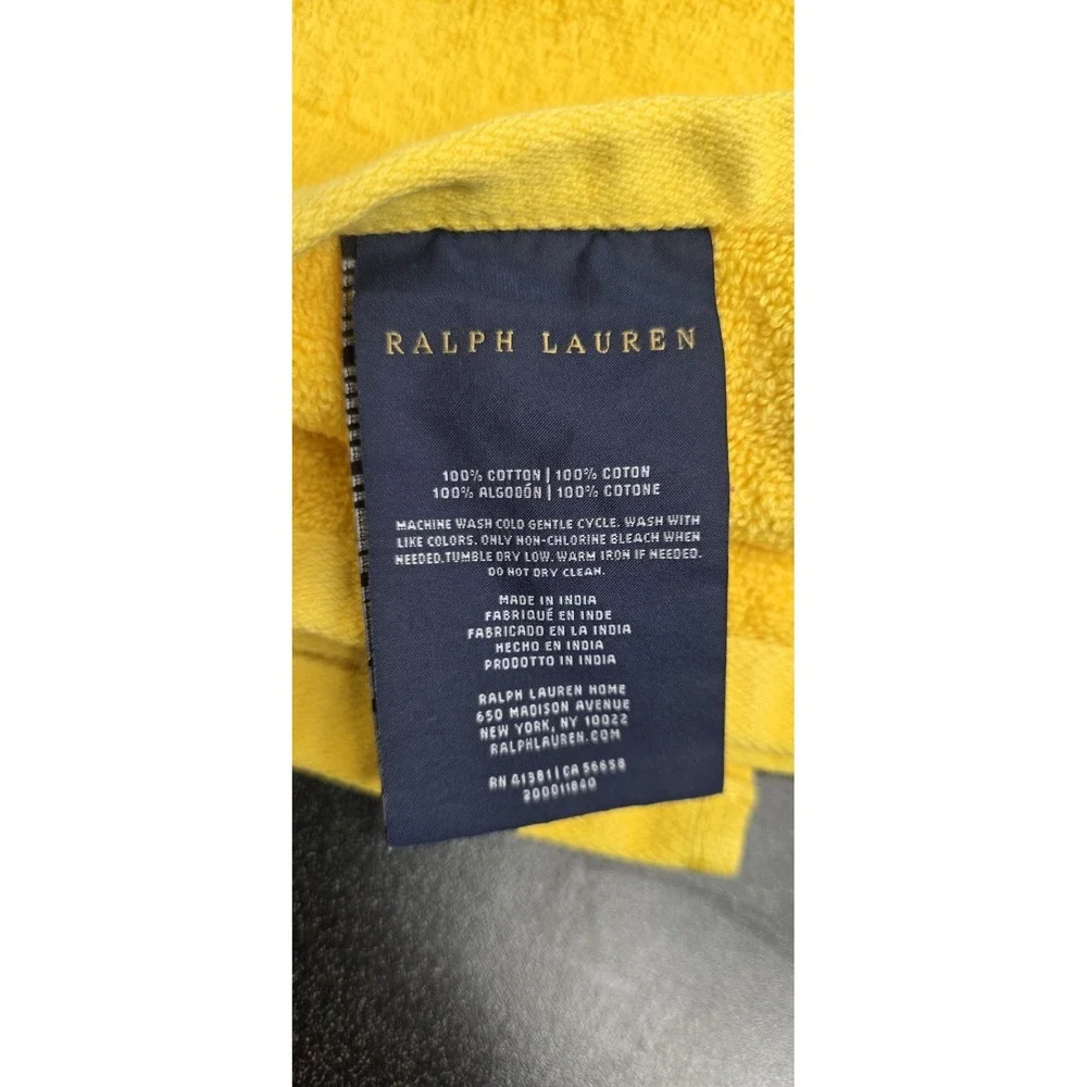 New Ralph Lauren Set 8Pc. Bright Yellow 100% Cotton Bath Towels Rags Hand